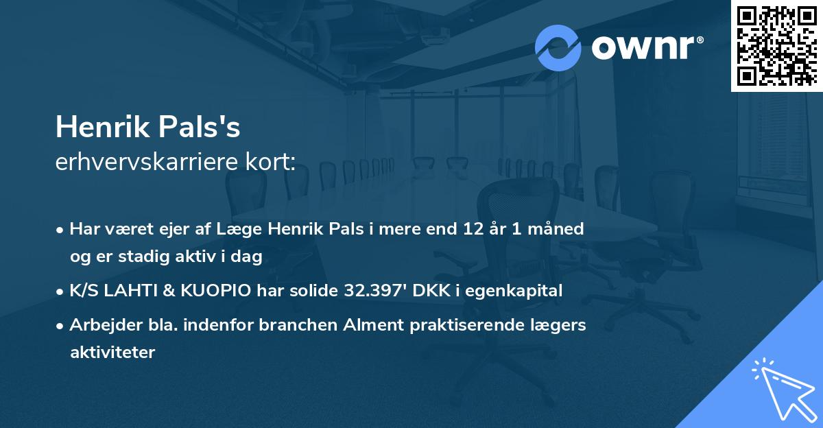 Henrik Pals's erhvervskarriere kort