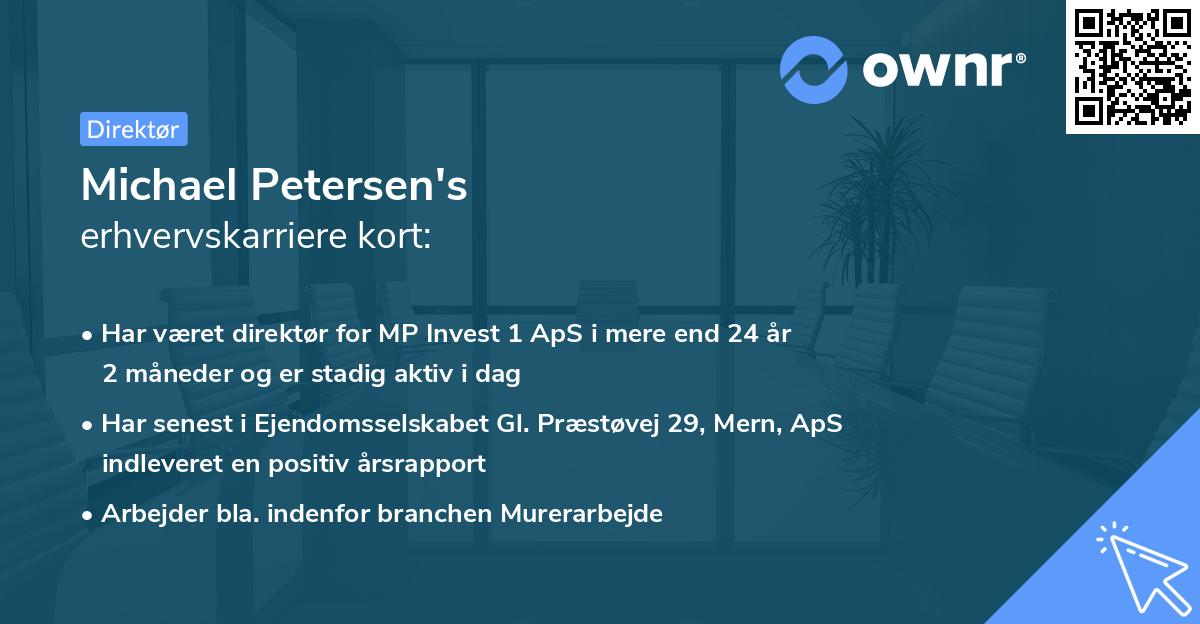 Michael Petersen's erhvervskarriere kort