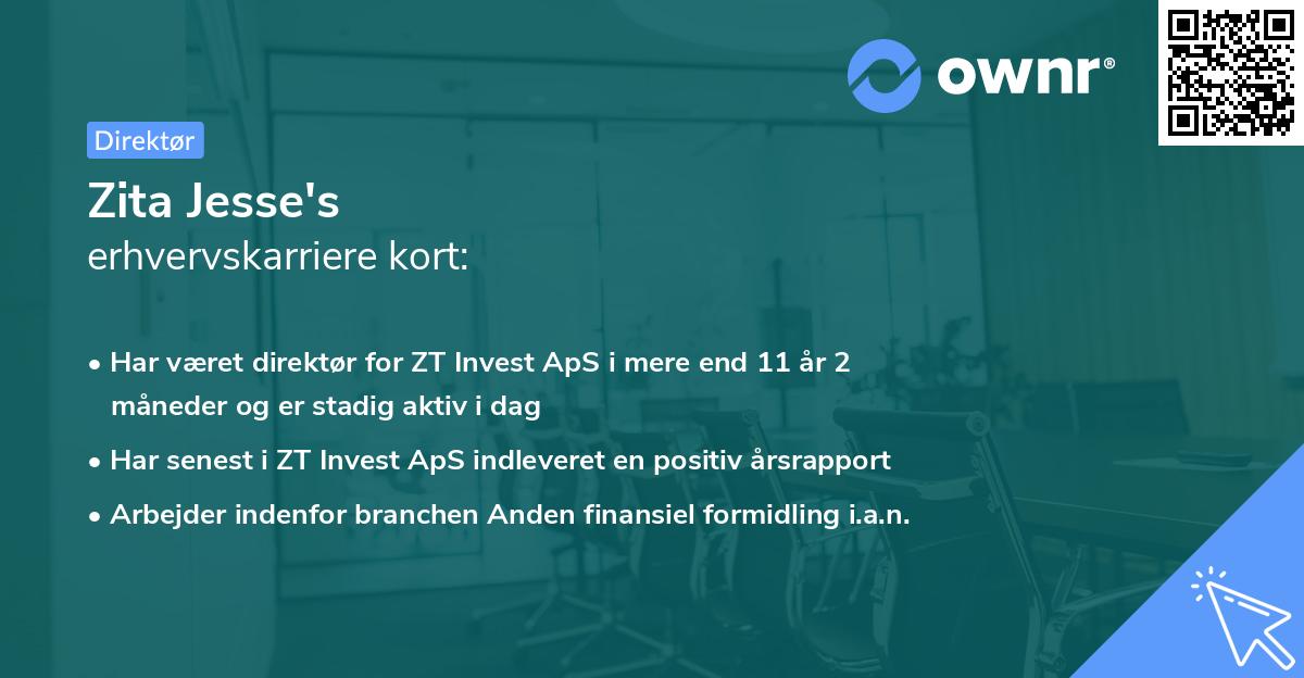 Zita Jesse's erhvervskarriere kort