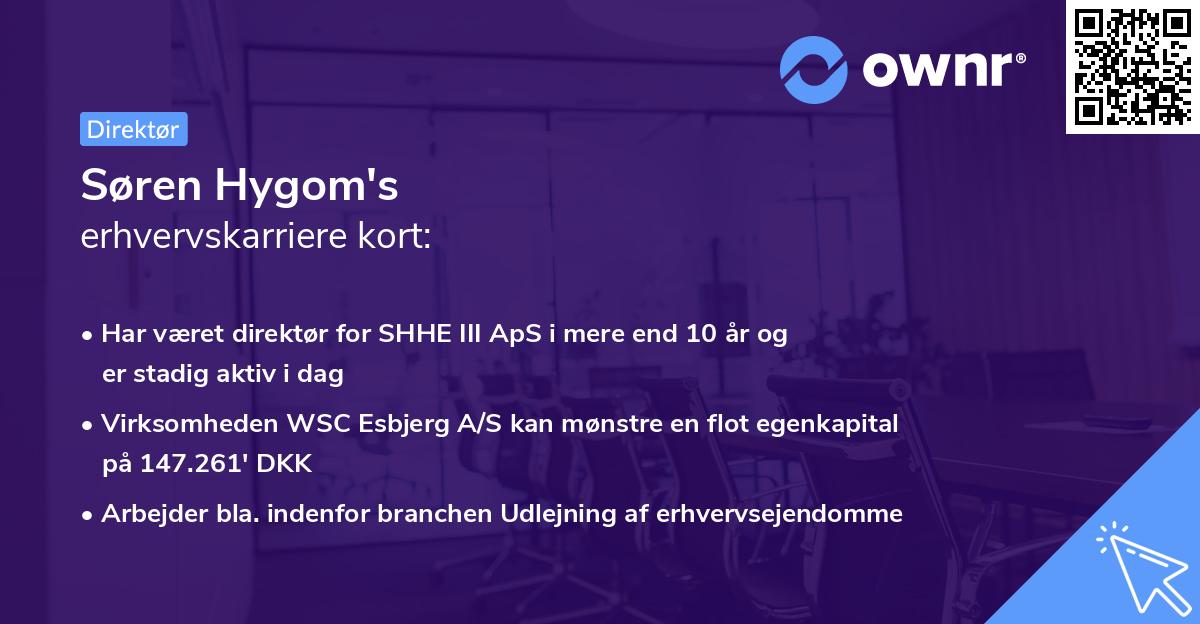 Søren Hygom's erhvervskarriere kort