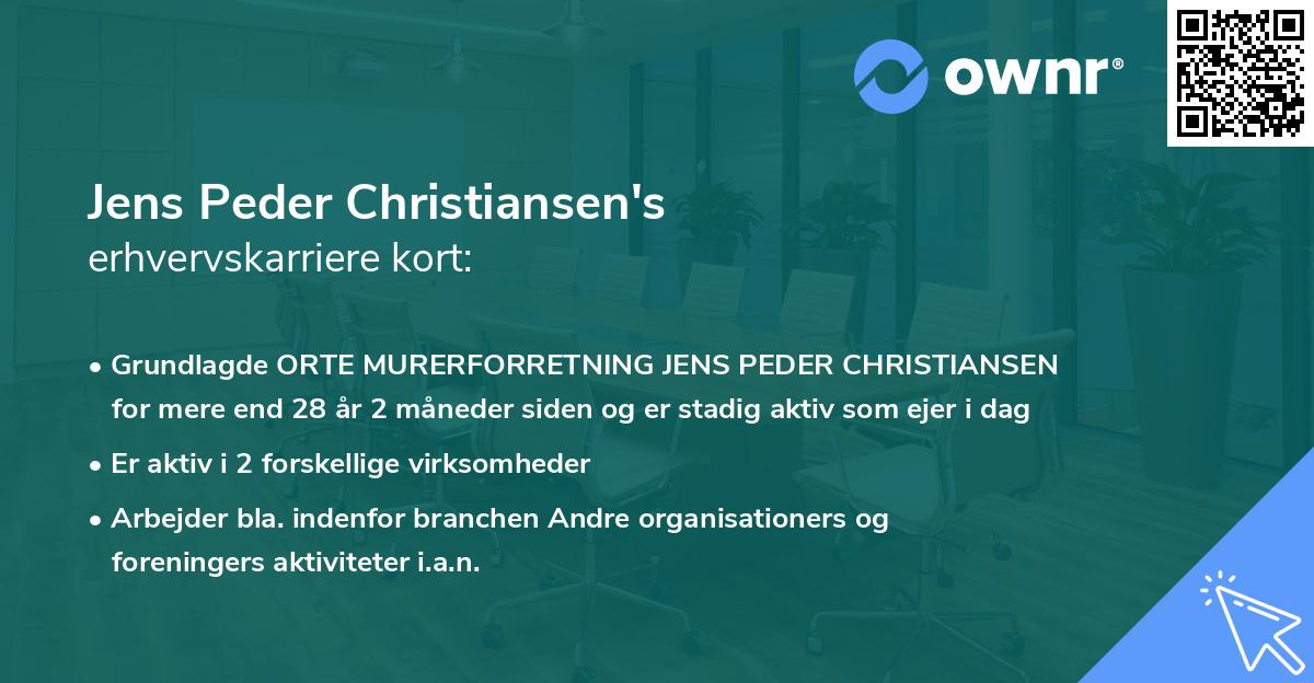 Jens Peder Christiansen's erhvervskarriere kort