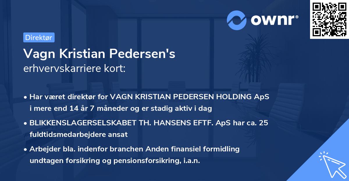Vagn Kristian Pedersen's erhvervskarriere kort