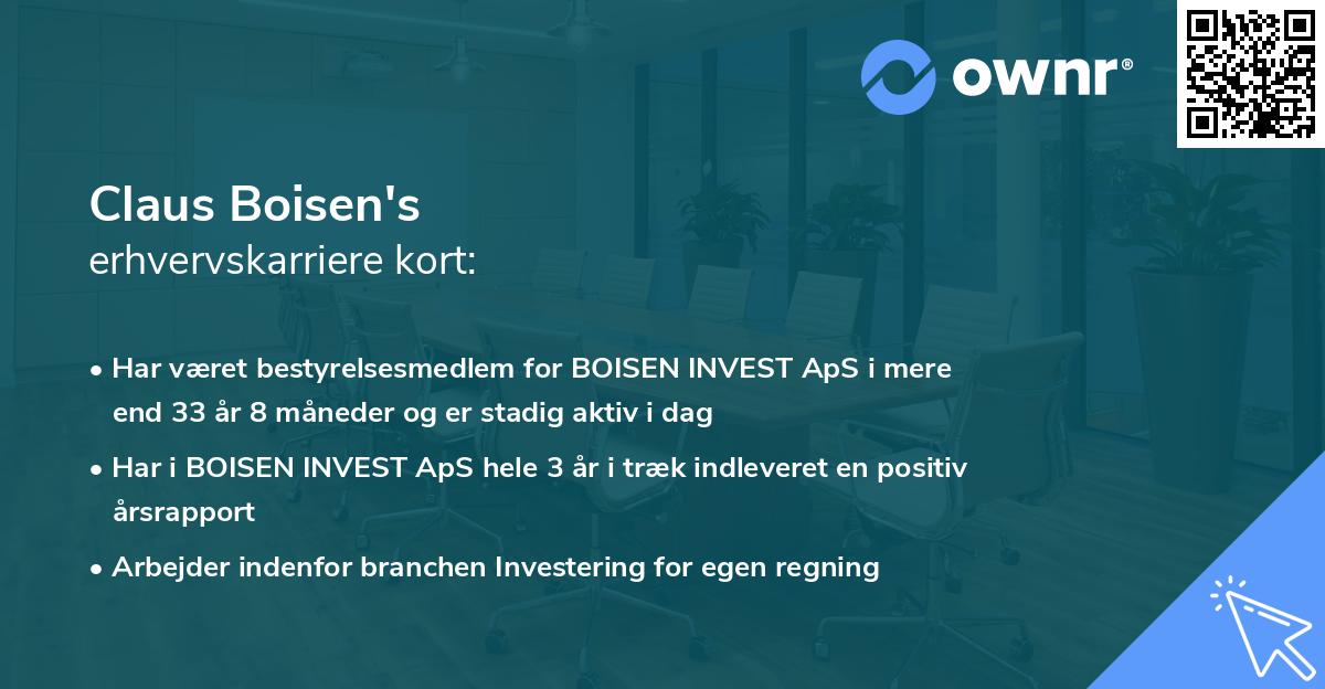 Claus Boisen's erhvervskarriere kort