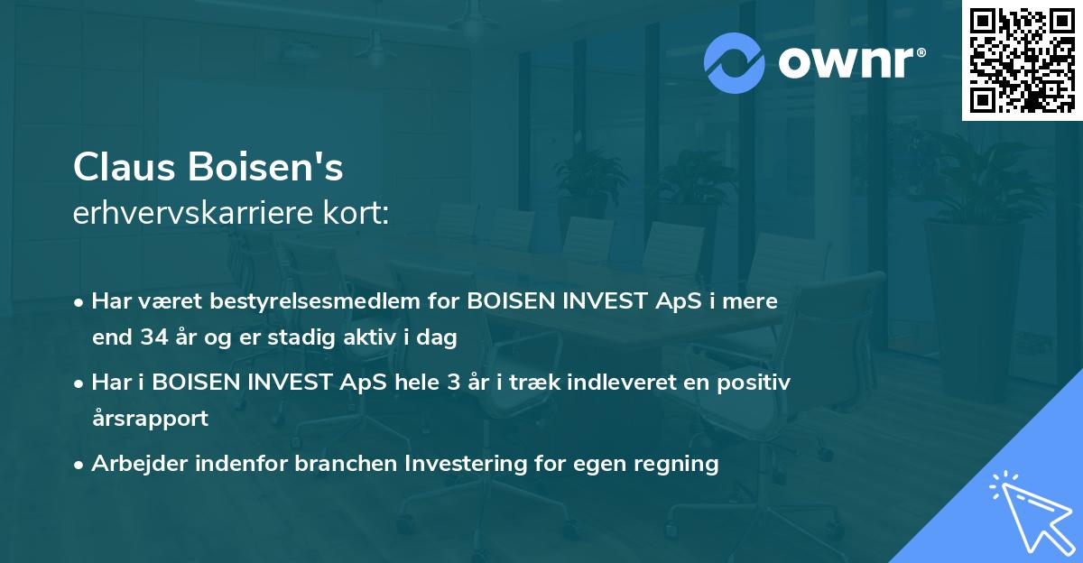 Claus Boisen's erhvervskarriere kort