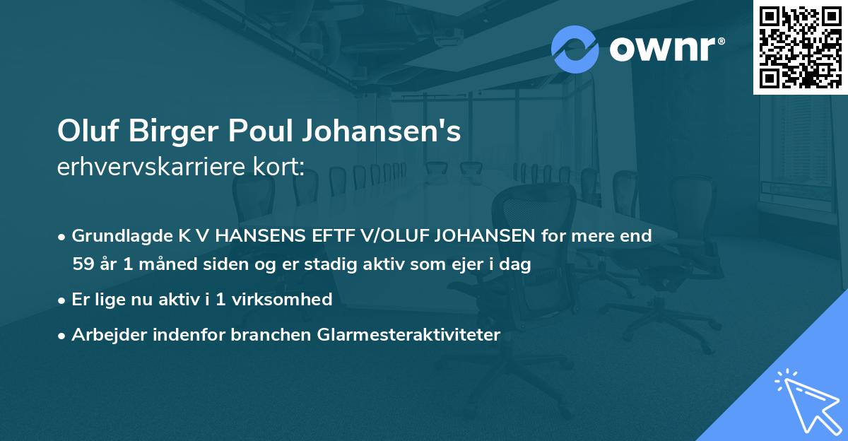 Oluf Birger Poul Johansen's erhvervskarriere kort