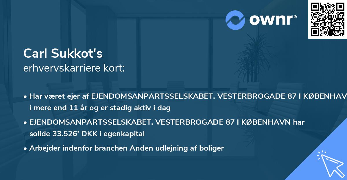 Carl Sukkot's erhvervskarriere kort