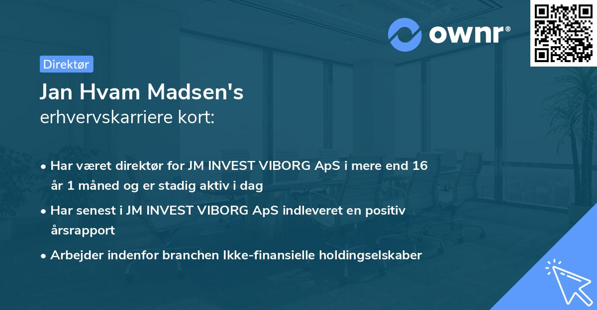 Jan Hvam Madsen's erhvervskarriere kort