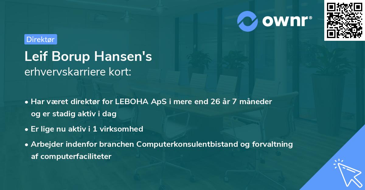 Leif Borup Hansen's erhvervskarriere kort