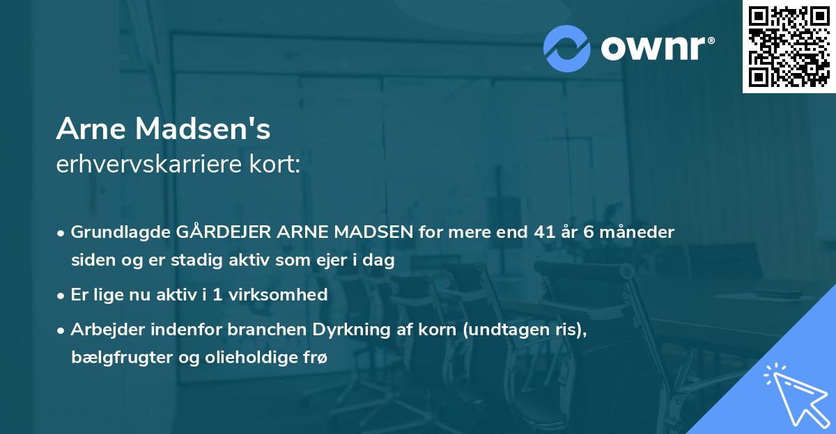 Arne Madsen's erhvervskarriere kort