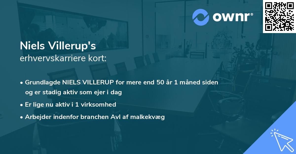 Niels Villerup's erhvervskarriere kort