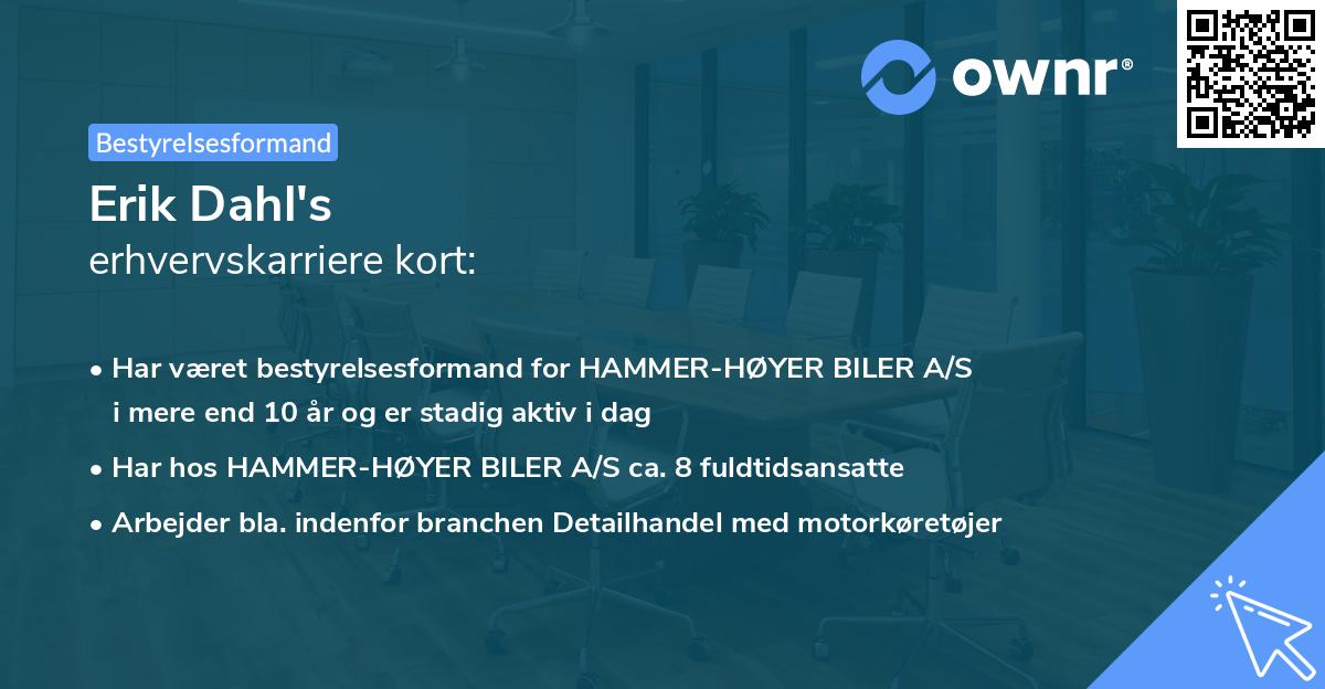 Erik Dahl's erhvervskarriere kort