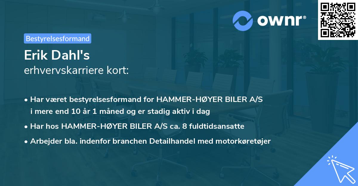 Erik Dahl's erhvervskarriere kort
