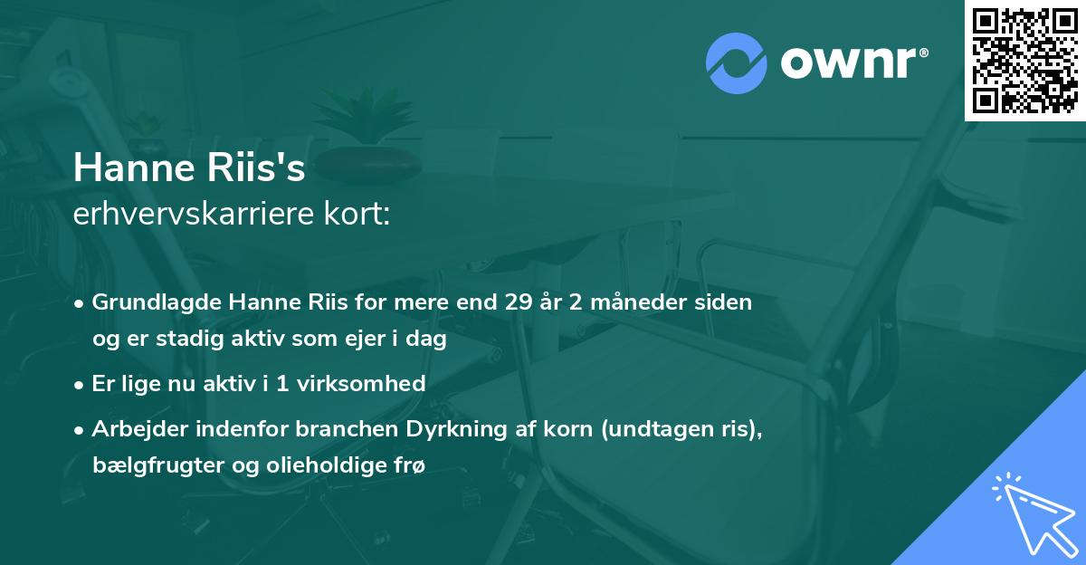 Hanne Riis's erhvervskarriere kort
