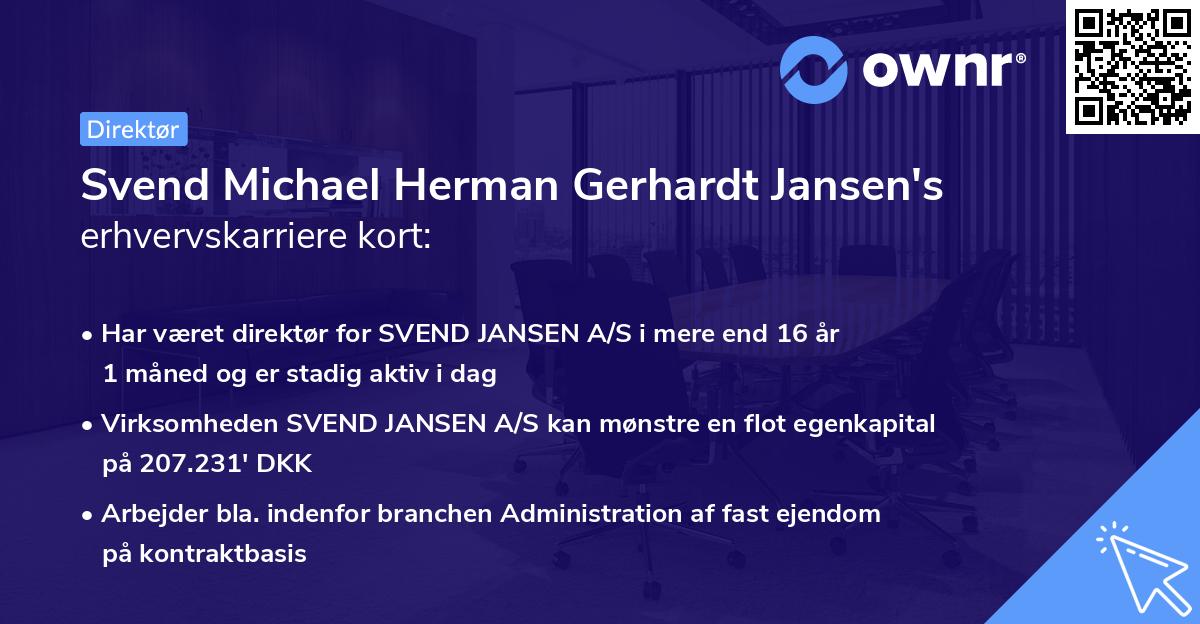 Svend Michael Herman Gerhardt Jansen's erhvervskarriere kort