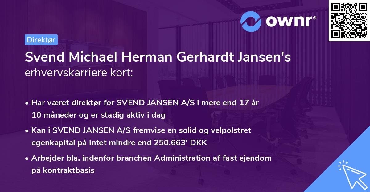 Svend Michael Herman Gerhardt Jansen's erhvervskarriere kort