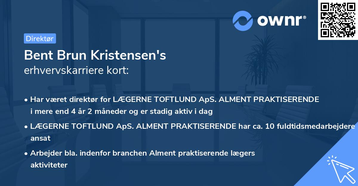 Bent Brun Kristensen's erhvervskarriere kort