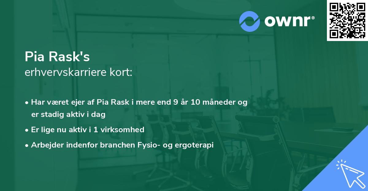 Pia Rask's erhvervskarriere kort