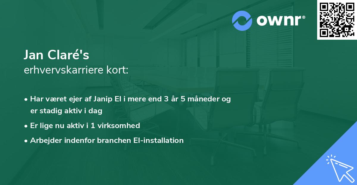 Jan Claré's erhvervskarriere kort