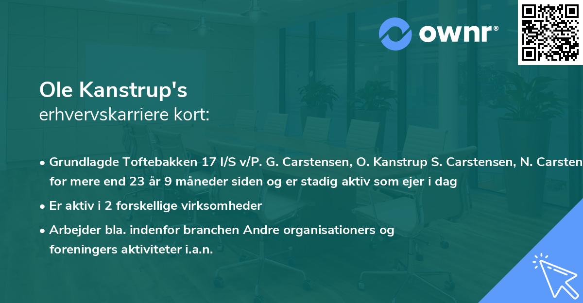 Ole Kanstrup's erhvervskarriere kort