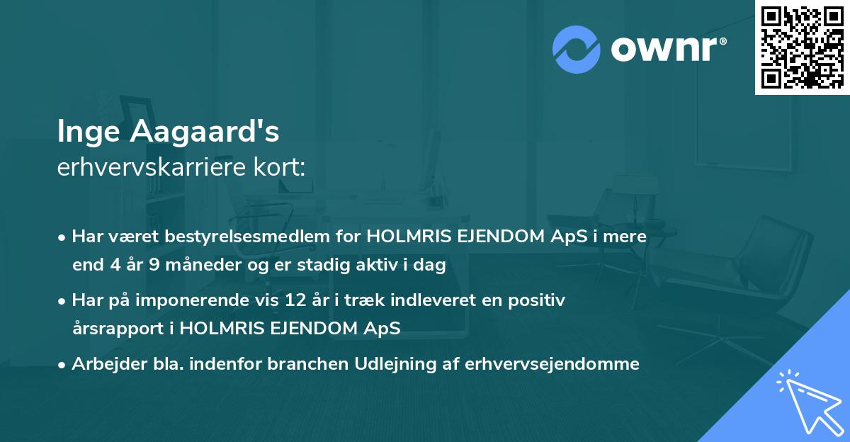 Inge Aagaard's erhvervskarriere kort