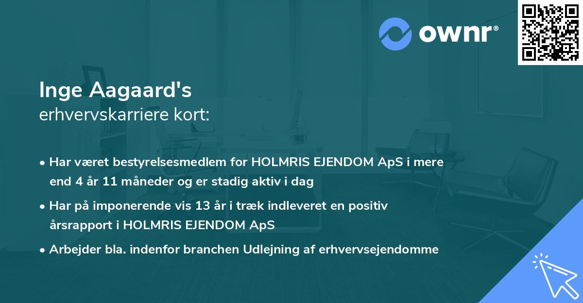 Inge Aagaard's erhvervskarriere kort