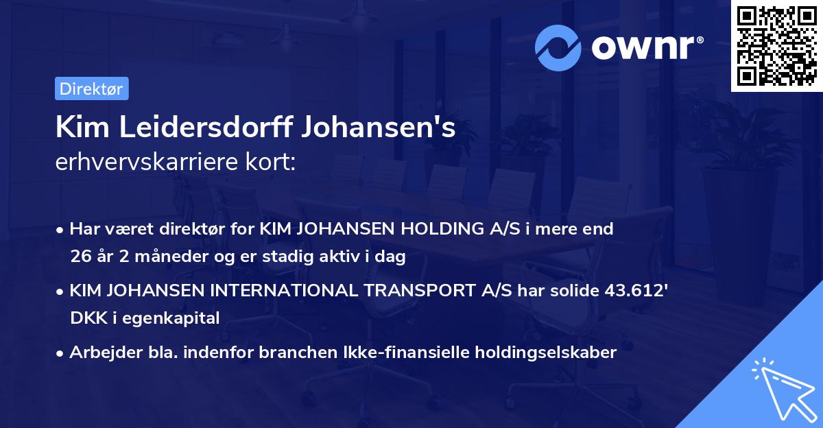 Kim Leidersdorff Johansen's erhvervskarriere kort