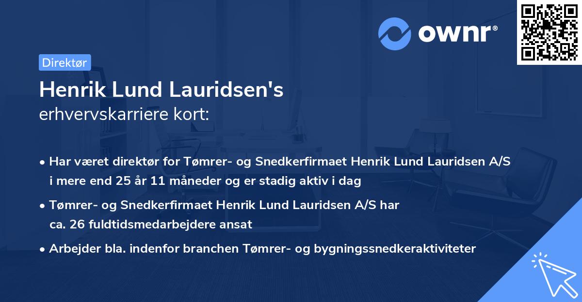 Henrik Lund Lauridsen's erhvervskarriere kort