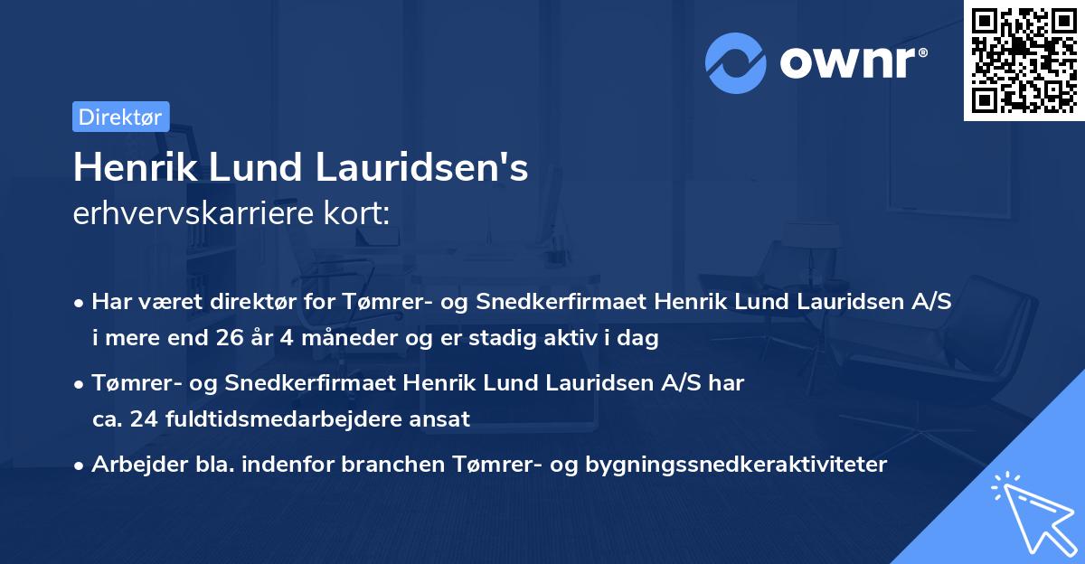 Henrik Lund Lauridsen's erhvervskarriere kort