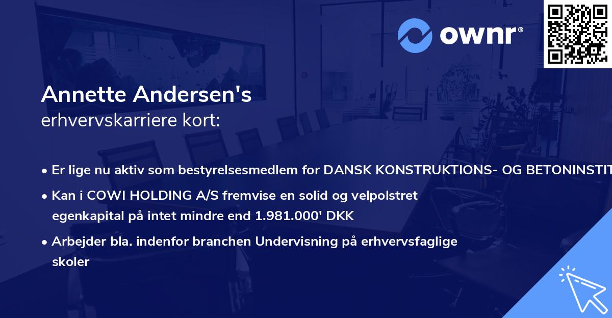 Annette Andersen's erhvervskarriere kort
