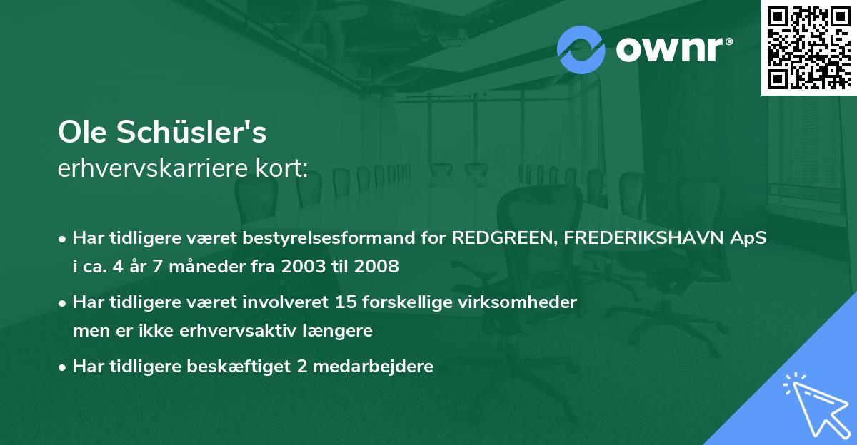 Ole Schüsler's erhvervskarriere kort