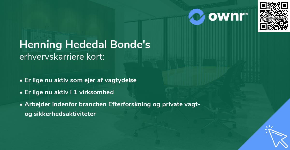 Henning Hededal Bonde's erhvervskarriere kort