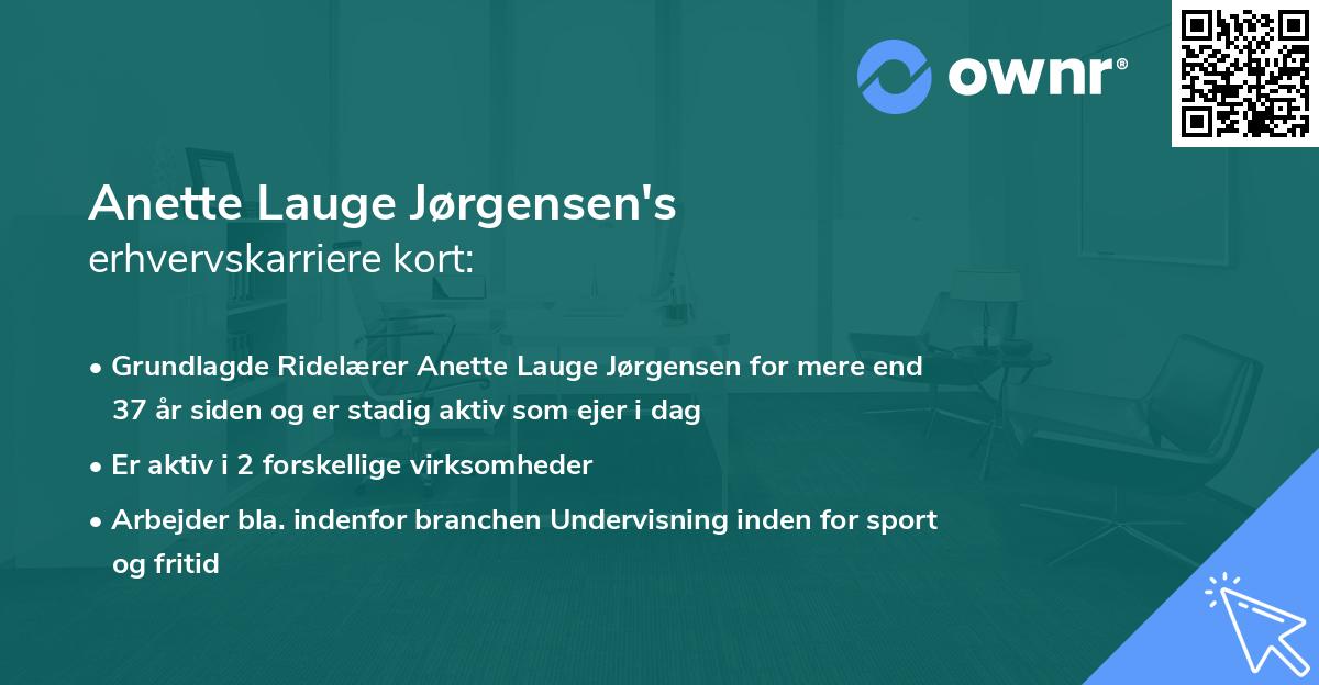 Anette Lauge Jørgensen's erhvervskarriere kort