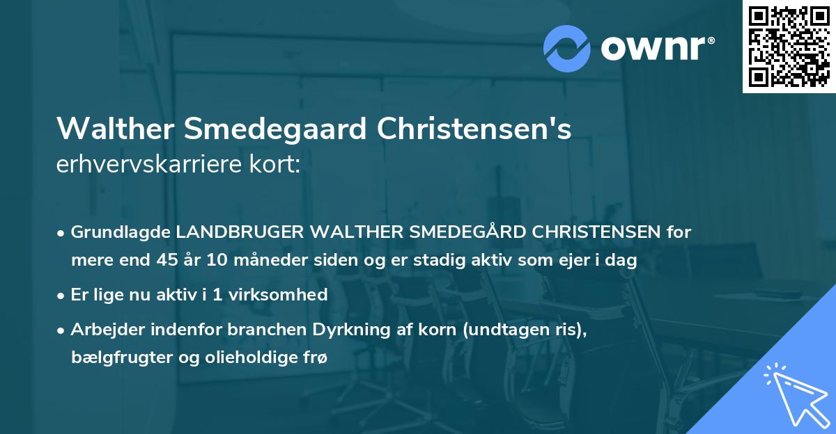 Walther Smedegaard Christensen's erhvervskarriere kort