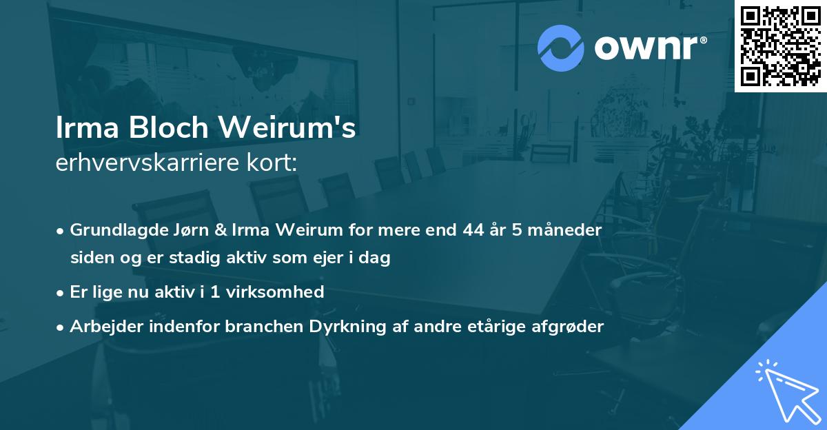 Irma Bloch Weirum's erhvervskarriere kort