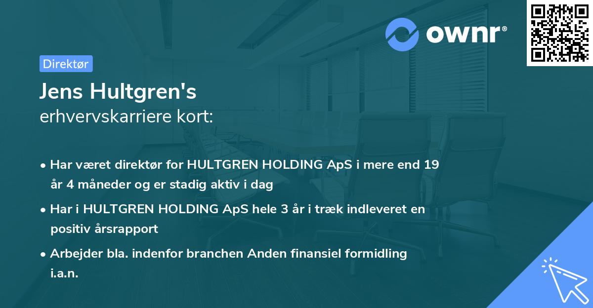 Jens Hultgren's erhvervskarriere kort