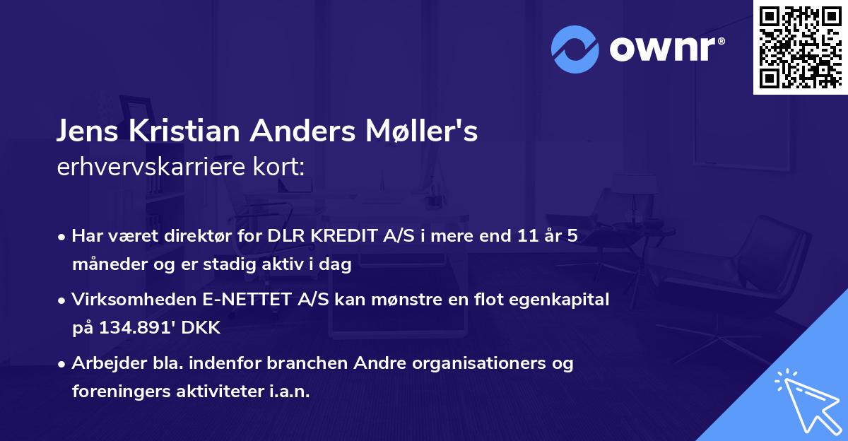 Jens Kristian Anders Møller's erhvervskarriere kort
