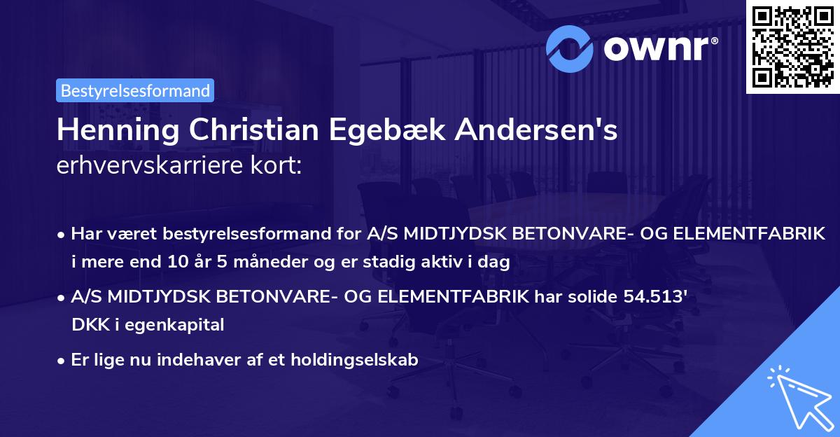 Henning Christian Egebæk Andersen's erhvervskarriere kort