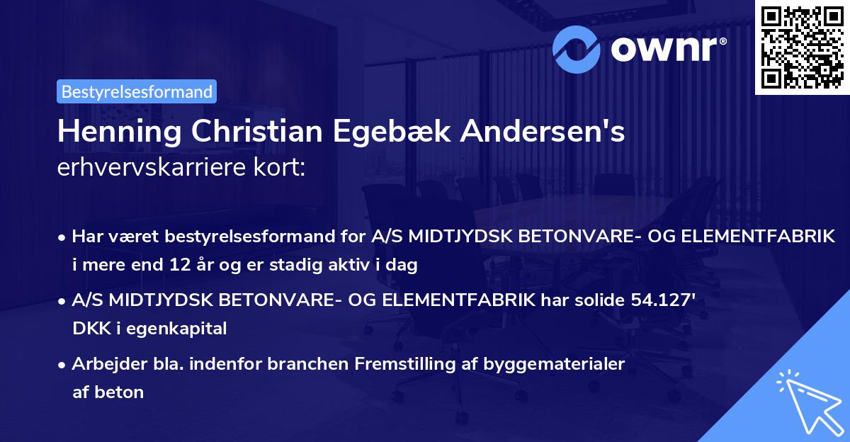 Henning Christian Egebæk Andersen's erhvervskarriere kort