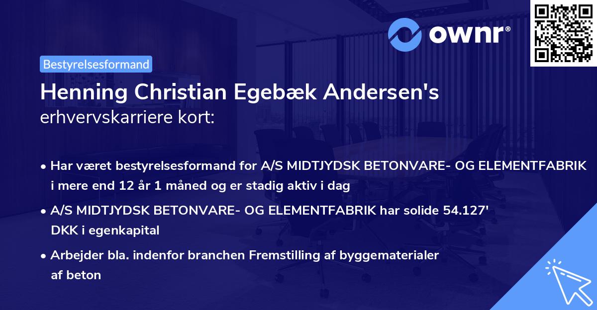 Henning Christian Egebæk Andersen's erhvervskarriere kort