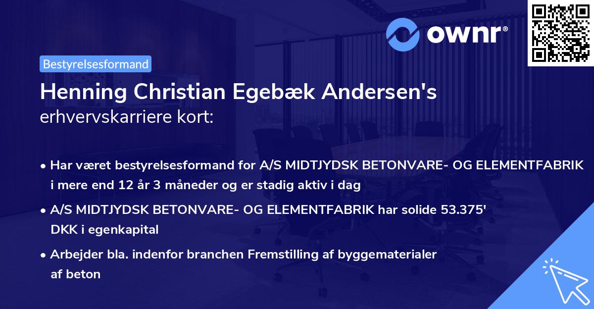 Henning Christian Egebæk Andersen's erhvervskarriere kort