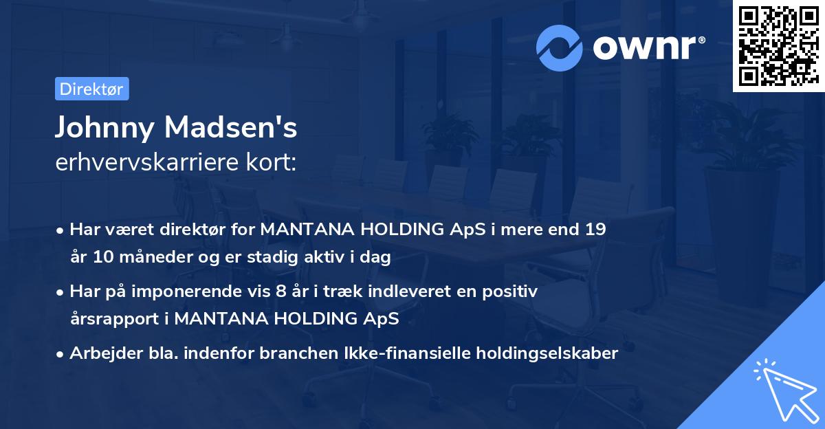 Johnny Madsen's erhvervskarriere kort
