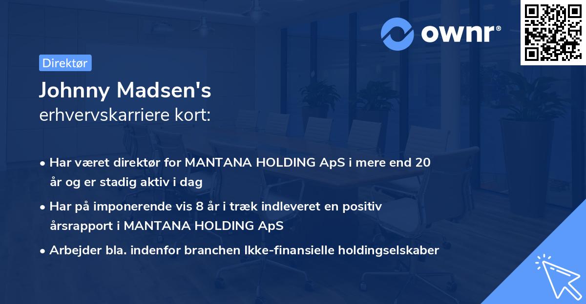 Johnny Madsen's erhvervskarriere kort