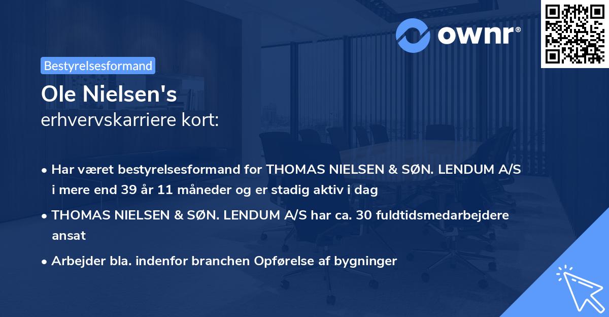 Ole Nielsen's erhvervskarriere kort