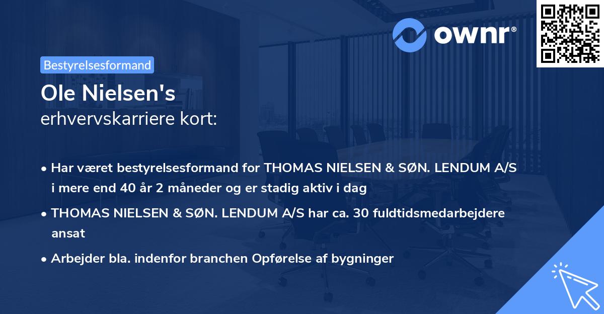 Ole Nielsen's erhvervskarriere kort