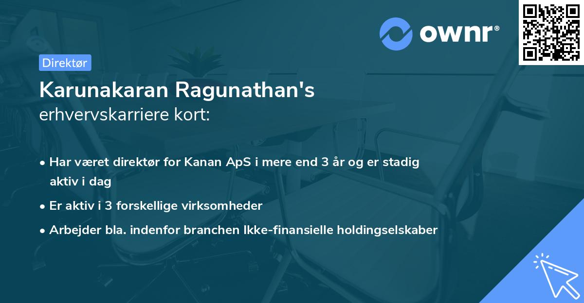 Karunakaran Ragunathan's erhvervskarriere kort