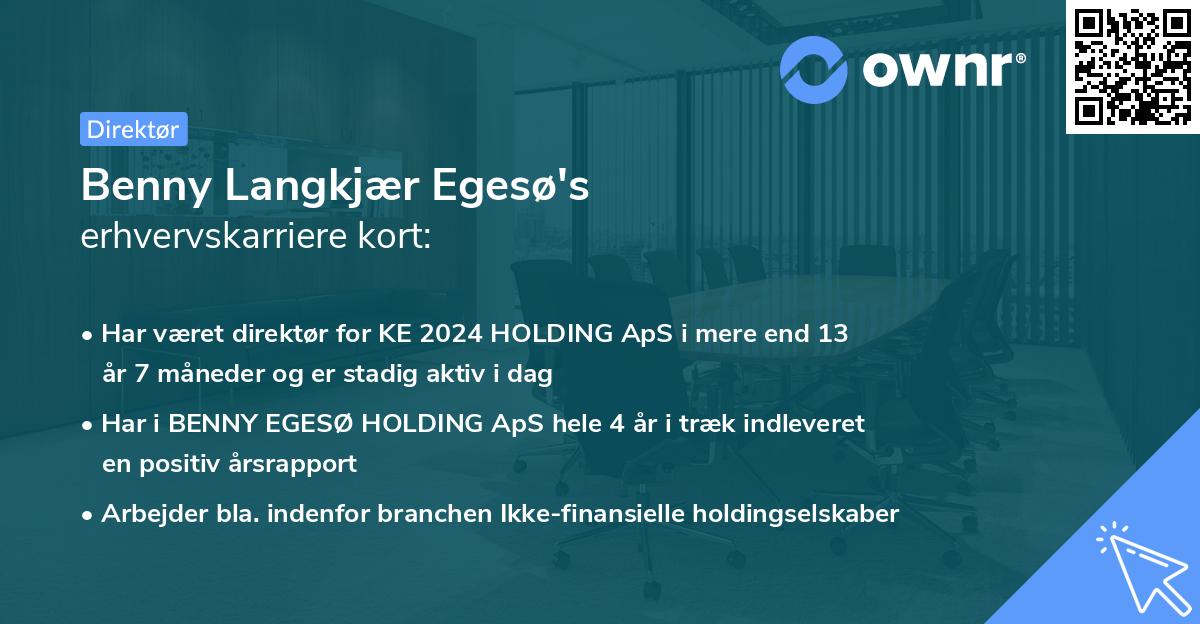 Benny Langkjær Egesø's erhvervskarriere kort