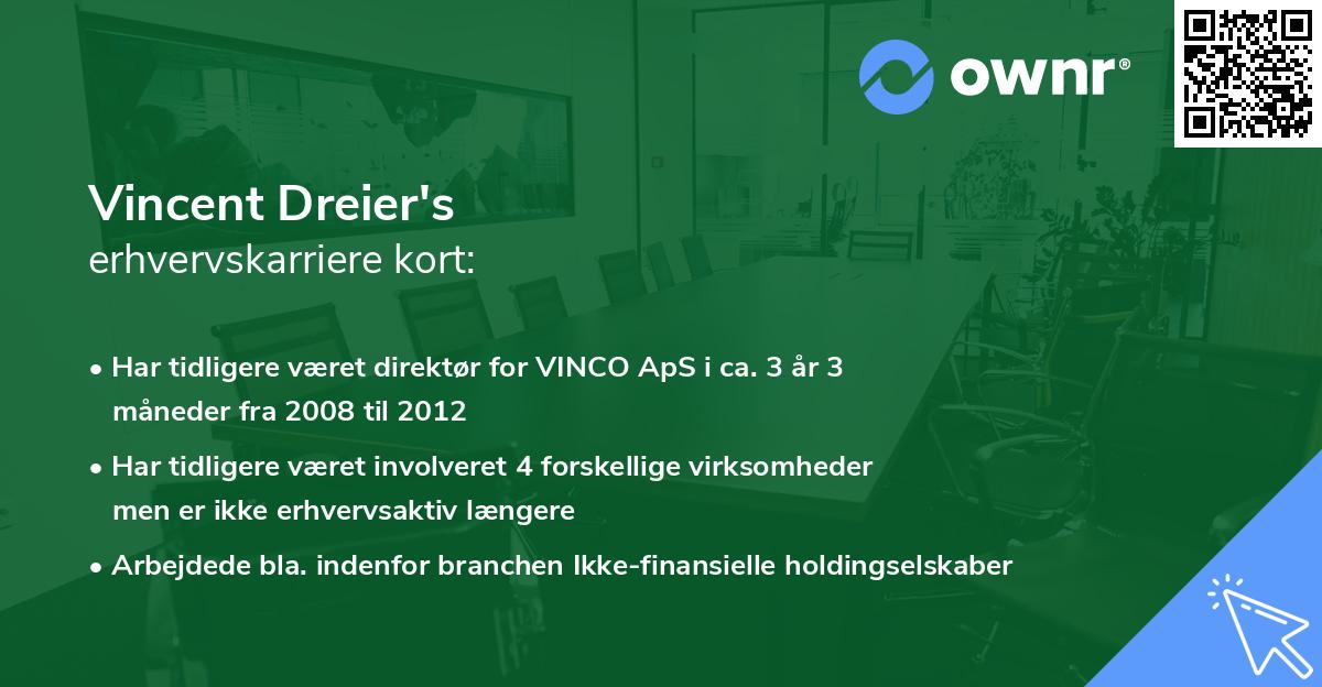 Vincent Dreier's erhvervskarriere kort