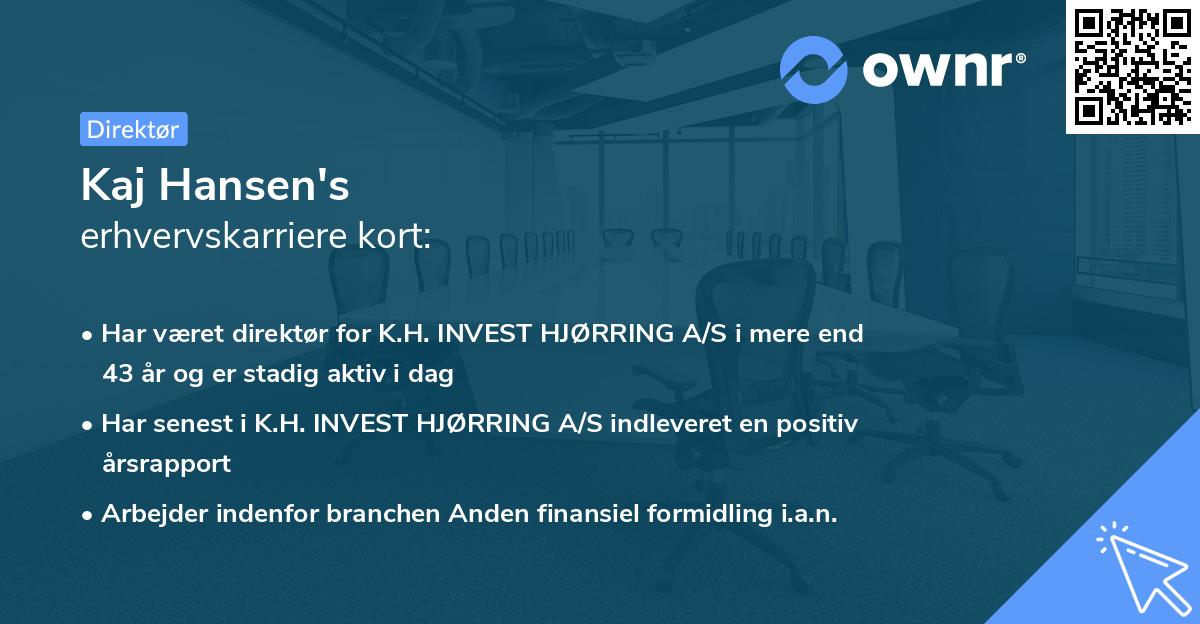 Kaj Hansen's erhvervskarriere kort