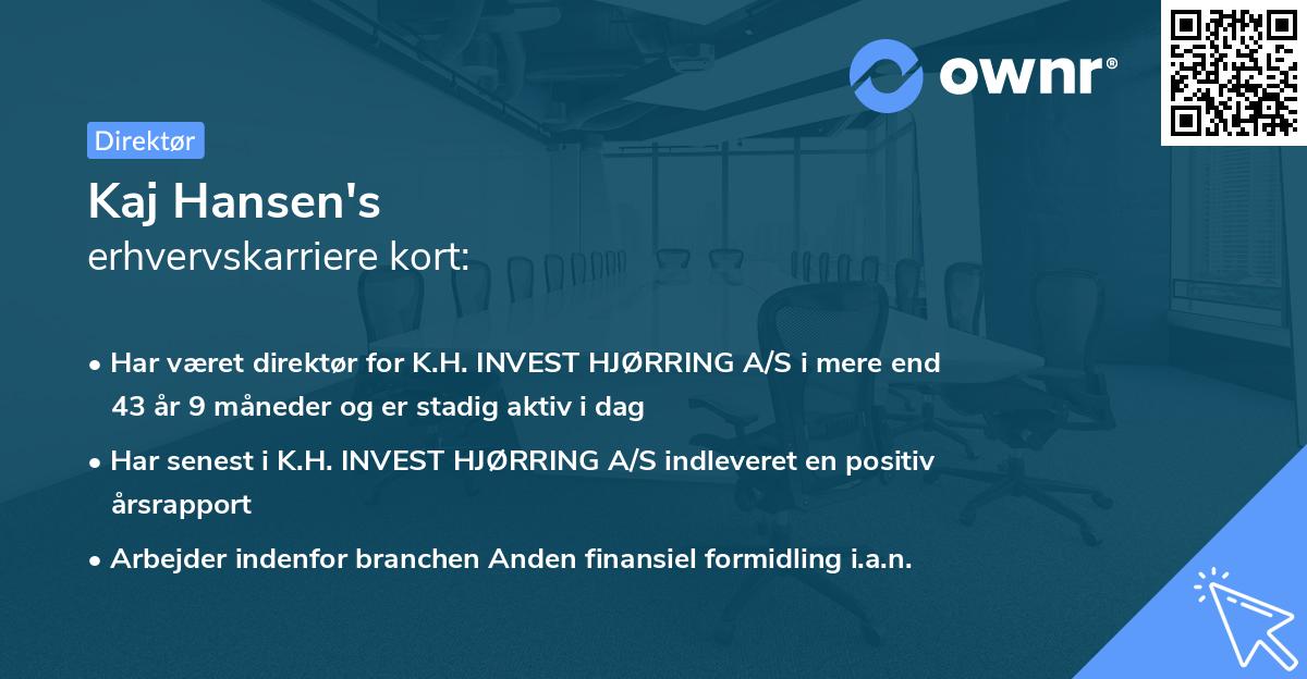 Kaj Hansen's erhvervskarriere kort