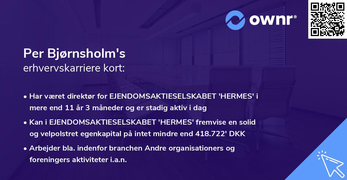 Per Bjørnsholm's erhvervskarriere kort